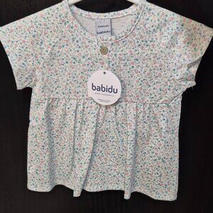 Babidu Baby Girls Short-sleeve Shirt Liberty Print Green 12 Month NWT